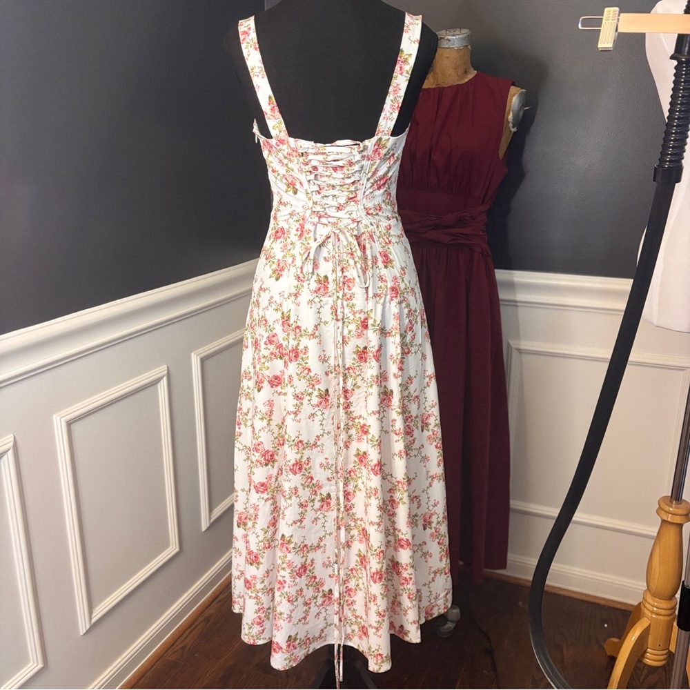 Commense Floral Midi Dress - White and Pink - Picture 6 of 15
